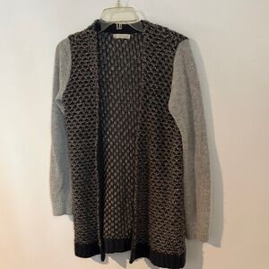 hinge Black and Gray Open-Front Textured Knit Cardigan